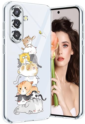 Qissy Handyhülle für Samsung Galaxy A56 5G - Tiermuster Slim Transparent Silikon TPU Wireless Charging Kompatibel