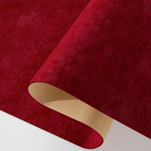 Decotalk Self-Adhesive Wallpaper Velvet Fabric Red 60 x 300 cm Date Wallpaper Peel and Stick Fabric Look Decorative Film Furniture Film Modern Contact Paper Red Wallpaper for Cabinets and Drawers
