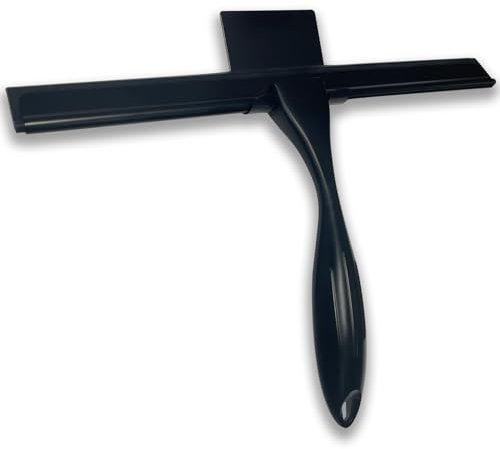 Loputon Rasqueta Limpiacristales, Limpia Cristales Ducha para Ventanas, Mamparas de Ducha de Cristal, Ventanas y Espejos eliminación de Agua sin Rayas (31 cm, Negro)
