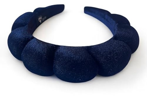 Skincare Haarband Damen – Gepolstertes Velvet Stirnband in Navyblau für Make-up, Gesichtspflege & Beauty Routine – Waschbar mit elegantem Organza-Etui