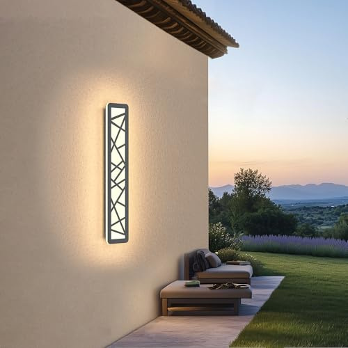 Wandleuchte für den Außenbereich, LED, lang, Wandleuchte, für den Innenbereich, wasserdicht, IP65, Wandbeleuchtung, 3000 K, 8 W, Geometrie, Schwarz, Außenleuchte, für Terrasse, Garten, Villa, Veranda