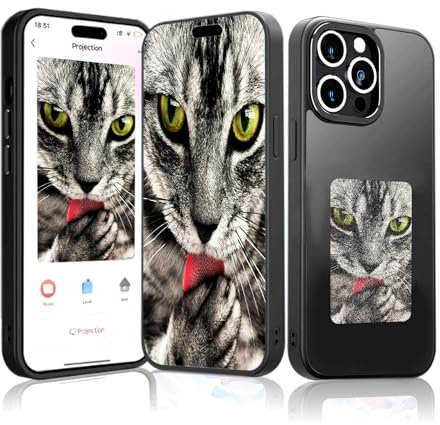Youery Ink Screen Handyhülle, Personalisierte Hülle für iPhone 13 Pro, Benutzerdefinierte Bilder auf dem Gehäuse Anzeigen, AI Phone Case, NFC-Verbindung, TPU, Schwarz (Schwarz-X, iPhone13 Pro)