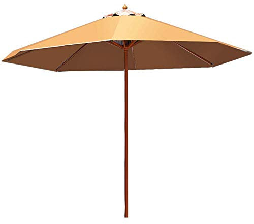 MRKU Sombrilla Octogonal de 2,7 m/8,9 pies, de Madera, Plegable, con protección UV, Impermeable, para Playa, Piscina y Patio.