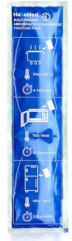 HaseMed Kalt-Warmkompresse | Wiederverwendbares Kühl- & Wärmepad mit Gel-Füllung | Ideal bei Sportverletzungen, Schmerzen, Entzündungen | Mikrowellen- & Gefrierfachgeeignet (7,5 x 35 cm, 1, stück)