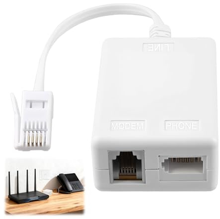 ADSL Filter BT Plug to ADSL RJ11 Internet Broadband Microfilter Splitter | Male to Female Telephone Socket Connector for Landline Telephone Router WiFi Fax Modem Sky Talktalk, White
