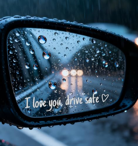 10PCS I Love You Drive Safe Mirror Sticker, I Love You Drive Safe for Car Windows & Rearview, Funny and Cute Decals to Show Your Loves, Waterproof & Reusable