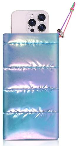 JUKOTA Thermo Handyhülle Tasche Universal Daunen Pouch Handysocke Weihnachten Geschenke für Smartphones Handy Winter Handyhülle kompatibel iPhone 14 13 12,Samsung Galaxy,Allgemein(Blau)