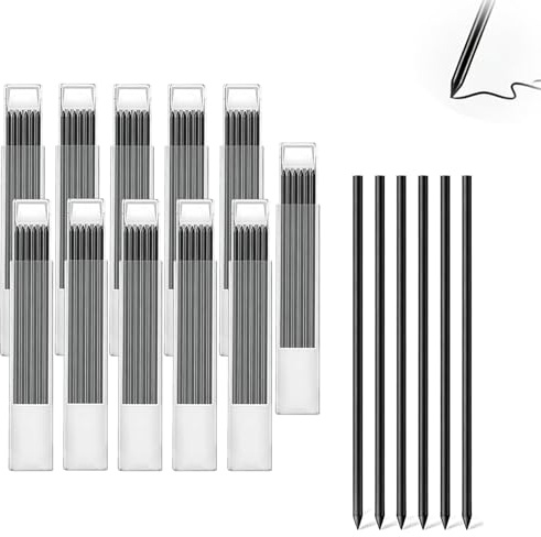 jwtyu 66 Stk Bleistiftminen für Zimmermannsbleistift 2,8 mm Bleistift minen | Tieflochmarker Minen HB Tischler Bleistift Ersatzminen Schwarz Konstruktion Bleistift für Holzbearbeitung Anreißen Schreiben