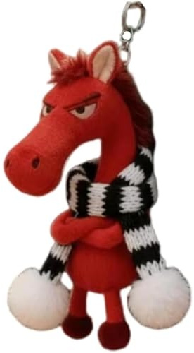 Generisch Schlüsselanhänger Pferden Rot Plüsch Kuscheltier Weicher 2026 Maskottchen Anhänger-Glücksbringer-Keychain Frauen Männer Kinder Schlüsselhalter Glücksbringere Geburtstag Schlüsselring