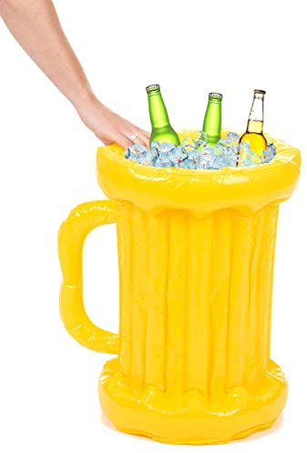 DEGUISE TOI VEGAOO - Aufblasbare Kühlbox Bierkrug 55 cm gelb - aufblasbare Kühlbox - Einheitsgröße - Gelb - Partydeko - Kunststoff -