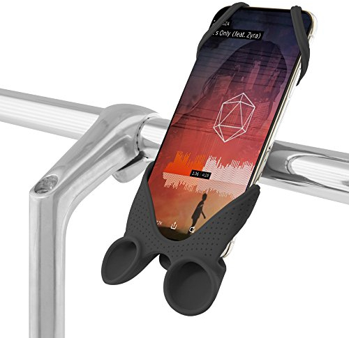 Bone Collection Support Porte Téléphone Vélo avec Amplificateur de Son Acoustique pour iPhone XR XS X 8 7 Plus Samsung Galaxy S9 S8 Smartphone, Bike Tie Speaker Serie – Noir