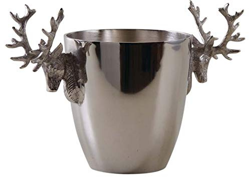 AUBRY GASPARD - Seau à Champagne Tête de Cerf en Aluminium - Élégant Design Animalier - Dimensions 40 x 23 x 25 cm - Idéal pour Réceptions et Fêtes - Parfait pour Rafraîchir Vos Boissons avec Style