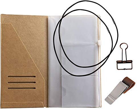Reisende Notebook Zubehör Kit - Kraft Datei Ordner, Reißverschluss Fall, Stift Halter, Binder Clip und 2 elastische Bänder