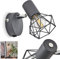 Wandleuchte Gullspang, verstellbare Wandlampe aus Metall in Anthrazit, 1-flammig, 1 x E14-Fassung, moderner Wandspot mit Gitter u. An-/Ausschalter am Gehäuse, ohne Leuchtmittel