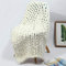 Hava Kolari Gestrickte Decke, Grobe Strickdecke Wolle Garn Arm Super große handgewebte Decke Haustier Bett Stuhl Sofa Yoga Matte Teppich (Weiß,80x100cm)