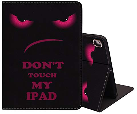 iPad 9,7 2018/2017, iPad Air 1/2, weiche Gummi-Rückseite, , Lederhülle, verstellbarer Ständer, automatische Wake&Sleep-Smart-Hülle für iPad 6. / 5. Generation – Don't Touch My iPad