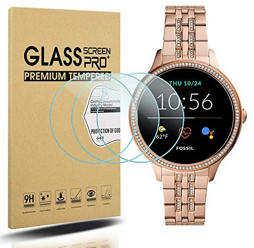 Suoman 3-Pack for New Fossil Women's Gen 5E 42mm Screen Protector, 2.5D 9H Hardness Tempered Glass Screen Protector for Fossil Women's Gen 5E 42mm Smartwatch
