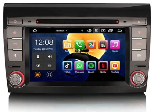8 Kern 4GB+64GB Android 14 Autoradio Navi 2 Din für FIAT Bravo GPS Unterstützung Drahtlose Carplay Android Auto DSP Bluetooth 5.0 Freisprecheinrichtung WiFi 4G Dab+ TPMS