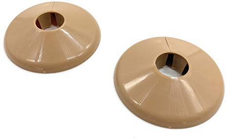 2 x Talon Pipe Covers/Collars for Pipes - The Quick Way to Tidy Pipework (Medium Brown, 15mm)