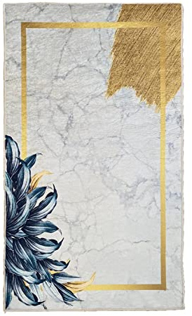 MANI TEXTILE TPS_FEUILL_BLGOLD160 Teppich, Polyester, Weiß, 160 x 230