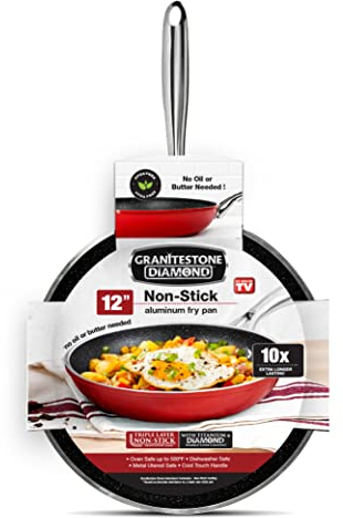 Granitestone Sartén antiadherente recubierta - Sartén de 12 pulgadas Sartén antiadherente Sartén antiadherente Sartén para cocinar Sartén Sartén Sartén grande