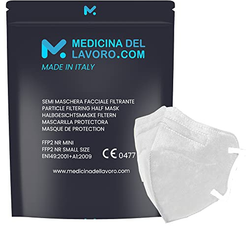 20 Masque FFP2/KN95 Petite Taille Certifiés CE, Masques Respiratoire 4 Couches de Protection contre la Poussière, Masque Respirant à Forte Filtration BFE≥95 | 20 Pieces | Made in Italy