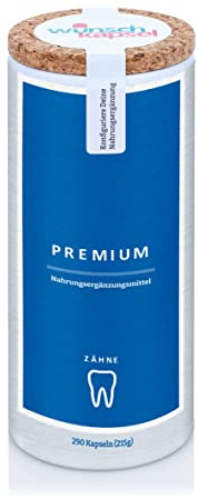 Zähne Premium Nahrungsergänzung aus der deutschen Wunschkapsel-Manufaktur. Handgefertigt mit einzigartigen Inhaltsstoffen. Mikronährstoffe für das Gebiss mit optimaler Bioverfügbarkeit