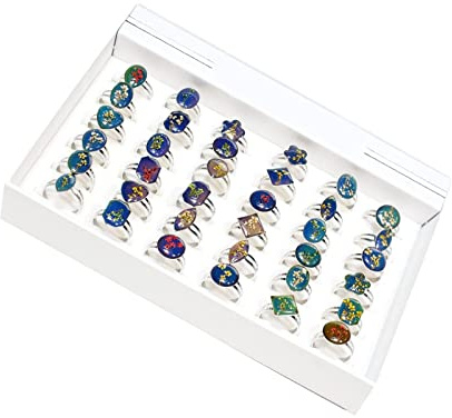 YITANA Plant Dried Flower Cut Mood Rings 36 Pieces/Lot with Jewelry Box Bulk Crystal Jewelry Wholesale (flower)