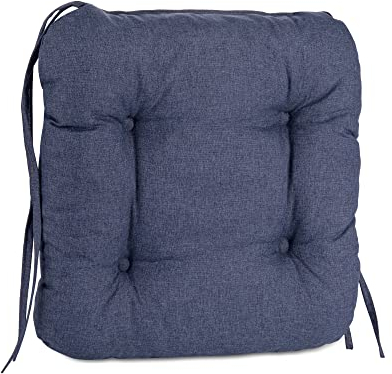 Pillows24 – 4X Sitzkissen Outdoor 40x40 – Extra Dicke 8cm – Wasser- & UV-beständig + Bändern | Bequeme Stuhlkissen, Stuhlauflage Sitzpolster, Sitzauflage Gartenstuhl | Sitzkissen Stuhl (blau)