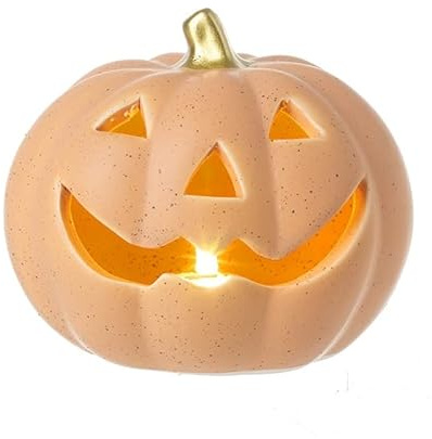 Heaven Sends Speckled Paint Ceramic Light Up Pumpkin Halloween Decoration