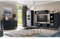 Wohnzimmer Möbel Komplett Set inkl. LED Glasbodenbeleuchtung in Marineblau, Sideboard, Vitrinenschrank, Wandschrank, TV Lowboard, Highboard, Couchtisch Set