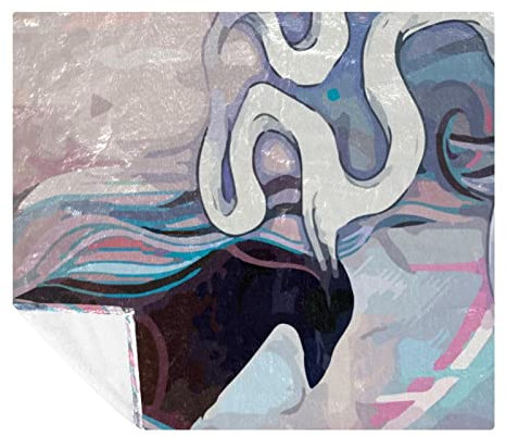 TBOUOBT Bettwäsche-Fleece-Decke, dekorativ für Schlafzimmer-Sofa-Boden,Tierische abstrakte Kunst Elch