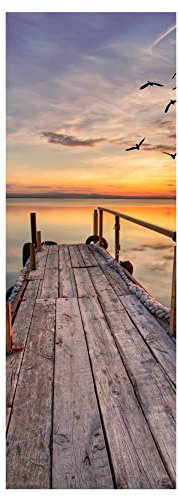 Sticker Mural Trompe l'Oeil - Pont Sur Mer en Autocollant Porte - Décoration Murale Poster 83x205 cm