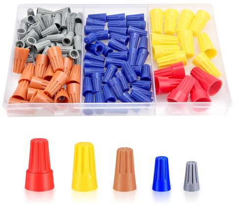 YIXISI 120 Pezzi Cavo elettrico connettori a vite Terminali PP, la Primavera Inserire Twist Tappi Dadi Connection Assortimento Set, con scatola