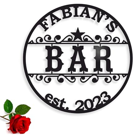 Personalisiert Name Bar-Schild Wanddekoration Metall Blechschild 35cm