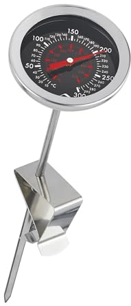 Küchenprofi Frittier-Thermometer aus Edelstahl mit praktischem Clip, Küchenthermometer, Grillthermometer, Fleischthermometer analog, 0-300 °C Skala in °C und °F ablesbar, 21,2 cm