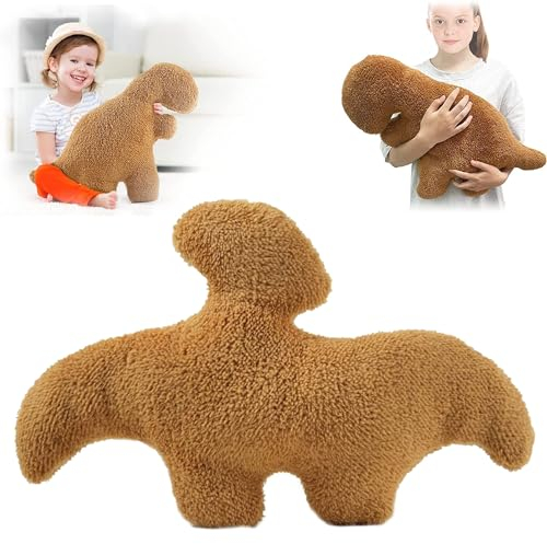 Almohada de dinosaurio, nugget, cojín de pollo de peluche, dinosaurio pollo de peluche, dinosaurio, peluche, peluche, cojín regalo de cumpleaños para niños, decoración de habitaciones (terteróptero)
