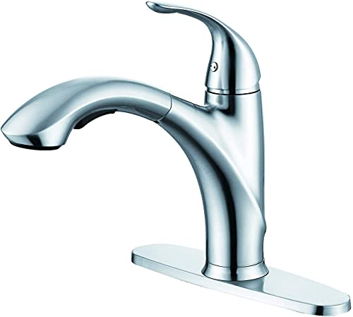 Ausziehbarer Küchenarmatur, Edelstahl-Küchenmischbatterie, Chrom, Einhandgriff, Einloch-Küchenspüle, 360° drehbar, Küchenarmatur mit Wassersprudler, 2 Auslaufmodi