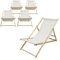 ECD Germany 5er Set Liegestuhl klappbar, Beige, aus Holz, verstellbare Rückenlehne, 3 Positionen, bis 120kg, Sonnenliege Gartenliege Strandliege Strandstuhl Holzklappstuhl, für Garten, Balkon & Strand