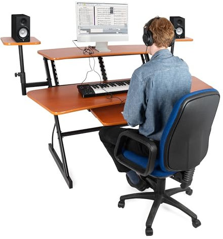 ApexTone Studio Desk - Traditional Executive Desk - Cherry Wood - 77 cm (W) x 187 cm (L) x 11 cm (H) - Suitable for Audio Production, Gaming