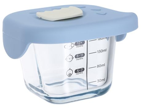 Toyvian Tazón De Vidrio Para Alimentos Complementarios Tapa Para Microondas Almacenamiento De Comida Diseño Azul 1 Unidad Adecuado Para Bebés y Niños