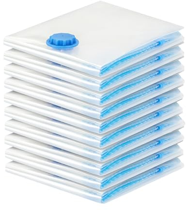 Wenrecu 10 STK Vakuumbeutel für Kleidung – Wiederverwendbare Kleidungs Aufbewahrungsbeutel Vakuumbeutel, mit Dicht und Platzsparende Reisebeutel, für Kleidung, Bettdecken, Bettwäsche usw (80X100CM)