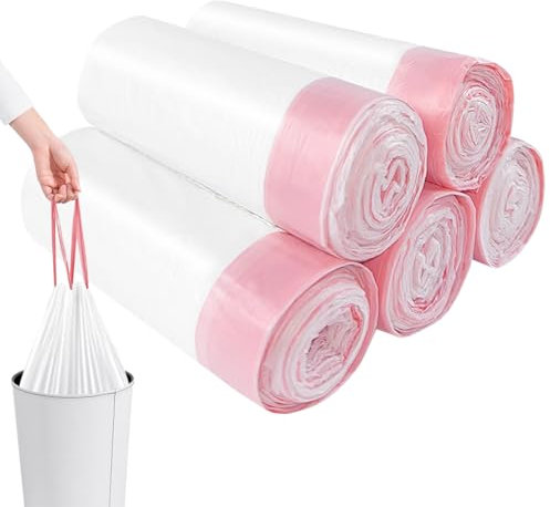 Sac Poubelle 10L, 100pcs Rectangulaire Avec Cordon de Serrage - Pour Salle de Bain, Bureau, Chambre à Coucher, Toilettes, Cuisine, Salon (45 cm x 50 cm)