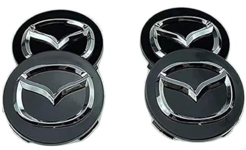 LFWCZS Auto Nabendeckel für Mazda 3 2019-2024 Sedan,Felgendeckel Felgenkappen 4 Stück 56mm Logo Radnabenabdeckung Wheel Caps Nabenkappen Zentralabdeckung Reifen & Felgen Zubehör,Black