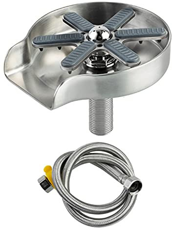 JLBopqaz Faucet Glass Rinser, Stainless Steel Glass Rinser, Round Pitcher Cleaner, with Water Inlet, Standard G1/2In Interface, for Kitchen Sinks,Bottle Washer, Bar Accessories