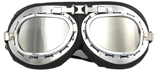 Mlllokfki Reitbrille Atv Brille - Motorradbrille Vintage Pilotenbrille - Outdoor Sport Brille Motocross Brille mit verstellbaren Riemen für Radfahren Reiten
