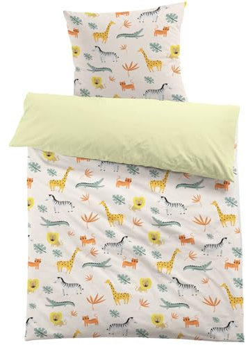 MUSOLEI Bettwäsche 135x200 Tier Kinder Mädchen Kinderbettwäsche Jungen Wildtier Löwe Krokodil 3D-Druck Mikrofaser Bettbezug 1 Kissenbezug 80x80 Bettwäsche-Set für Einzelbett, Tier02
