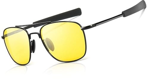 SUNGAIT Men's Military Sunglasses Polarized Pilot Style - Bayonet Temples(Night Lens/Gunmetal Frame) SGT285HKYS-UK