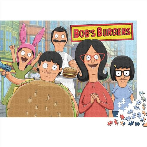 MJCZEGDCR Bobs Burgers Holzpuzzless Erwachsene 1000 Teile Family Challenging Games Wohnkultur Lernspiel Geburtstagsgeschenk Entspannung Und Intelligenz 1000pcs (75x50cm)