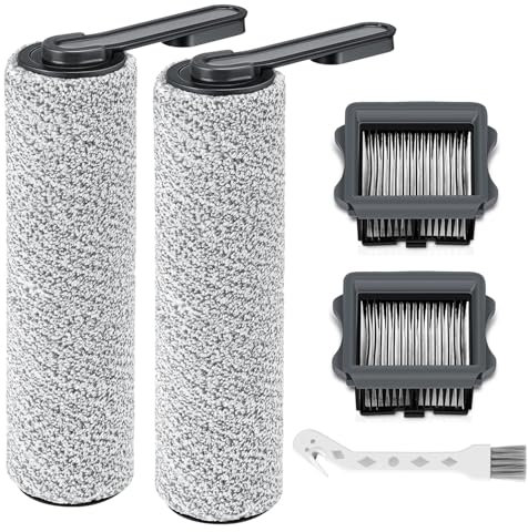 HUAPX Rouleau de Brosse de Rechange et Filtre HEPA pour Tineco Floor One S5 Combo Accessoires pour Aspirateur sec et Humide,2 Rouleaux de Brosse,2 Filtres,1 Brosse de Nettoyage (S5 Combo)